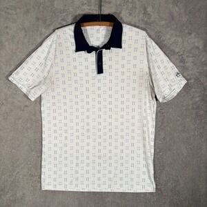 Extracurricular Polo Shirt Mens L White Blue Grid AOP Golf Palm Beach Golf Club
